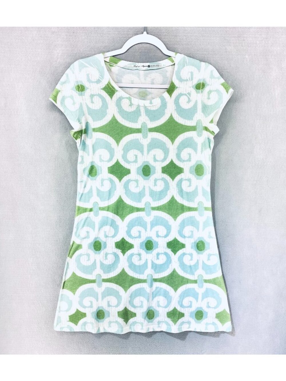 Before And Again Shirt Dress Womens S Green Cotton Blend Mini Boho USA